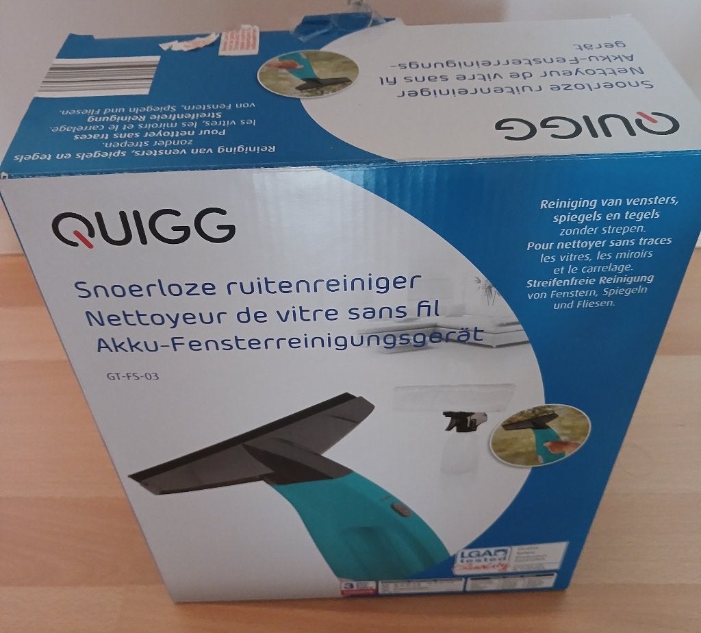 quigg snoerloze ruitenreiniger, Maison & Meubles, Produits de nettoyage, Enlèvement, Essuie-vitre ou Raclette
