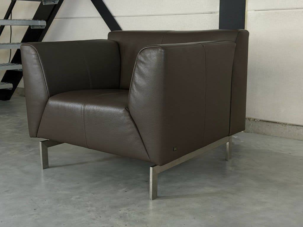 Rolf Benz Linea fauteuil - taupe bruin leer