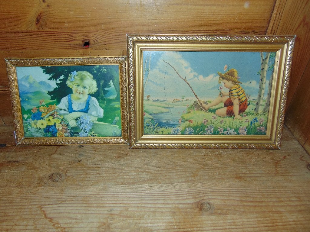 Retro kaders jongen en meisje, Ophalen of Verzenden, Huis en Inrichting