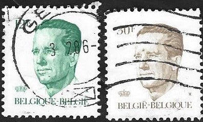 2 Postzegels België 1984 Koning Boudewijn, Koninklijk huis, Frankeerzegel, Ophalen of Verzenden, Gestempeld