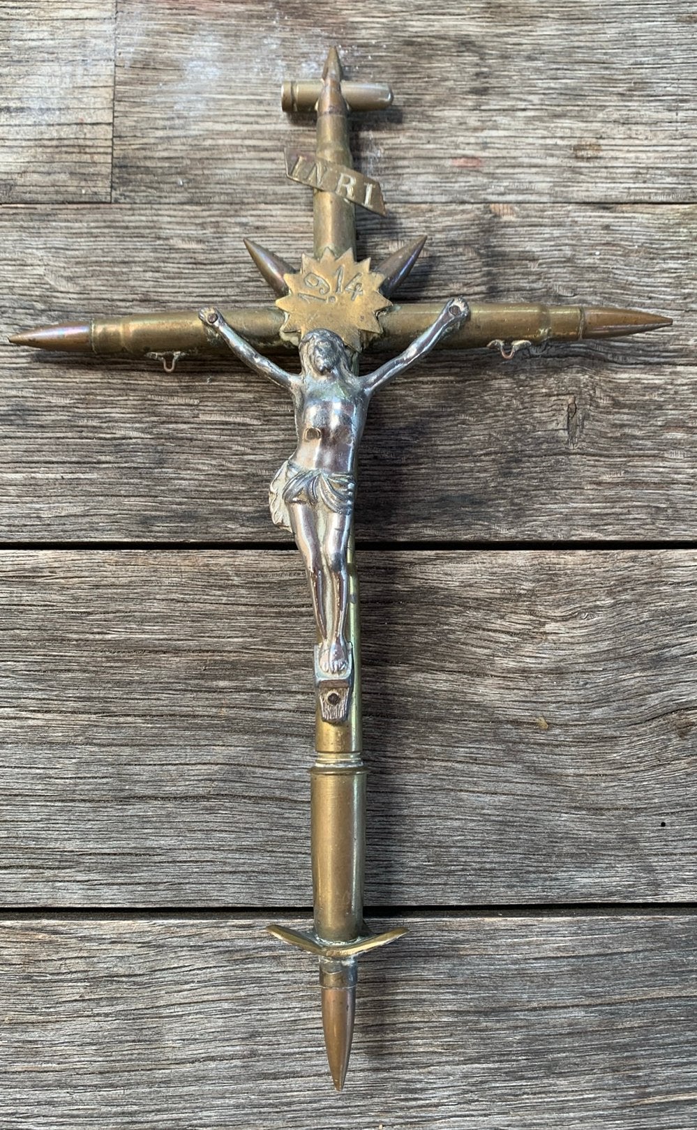 TRENCH ART, loopgravenkunst Kruisbeeld koper kogels, Ophalen of Verzenden, Gebruikt