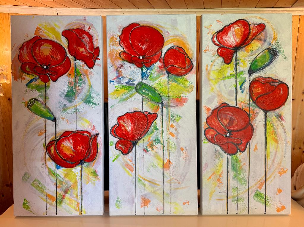 schilderij modern acryl drie delig, Ophalen