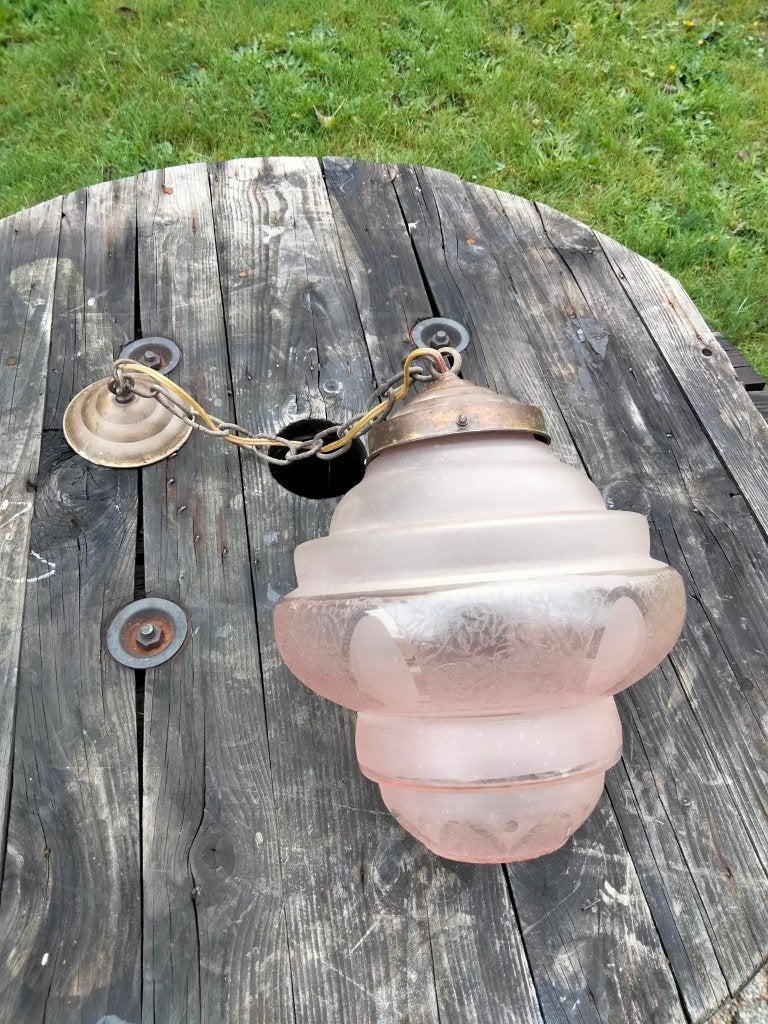 Art Deco glazen hanglamp lamp Frost Booms Glas, Antiek en Kunst, Ophalen of Verzenden