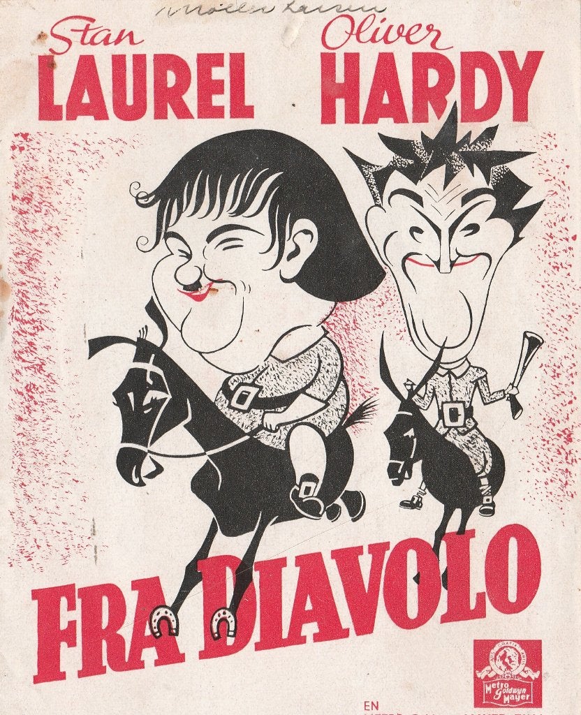 Fra Diavolo Film programma 1933 Laurel & Hardy Denenmarken, Ophalen of Verzenden, Gebruikt, Film, Overige typen