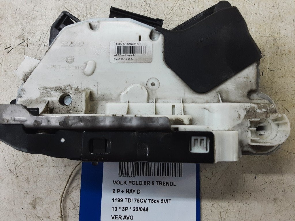 SERRURE DE PORTE AVANT GAUCHE Polo V (6R) (5K1837015D), Utilisé, Avant, Volkswagen