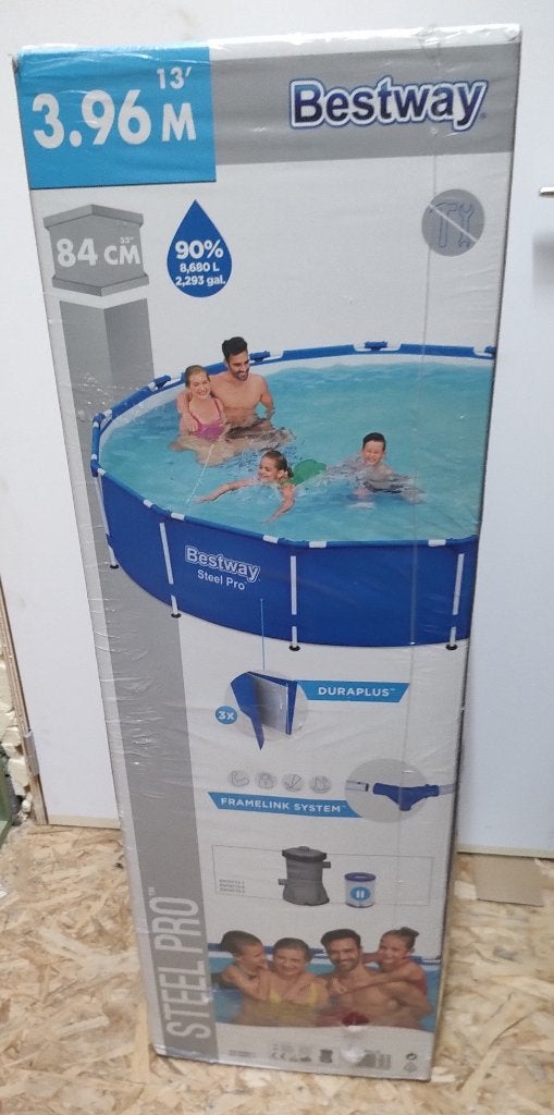 Bestway SteelPro zwembad, diameter 3m96, 84cm hoog (nieuw), Ophalen, 80 tot 120 cm, Rond, Opzetzwembad