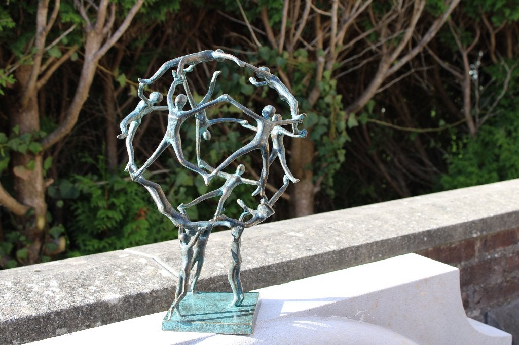 Groene bronzen figuren, moderne kunst! Ondertekend BEN, Antiek en Kunst, Antiek | Brons en Koper, Ophalen of Verzenden, Brons
