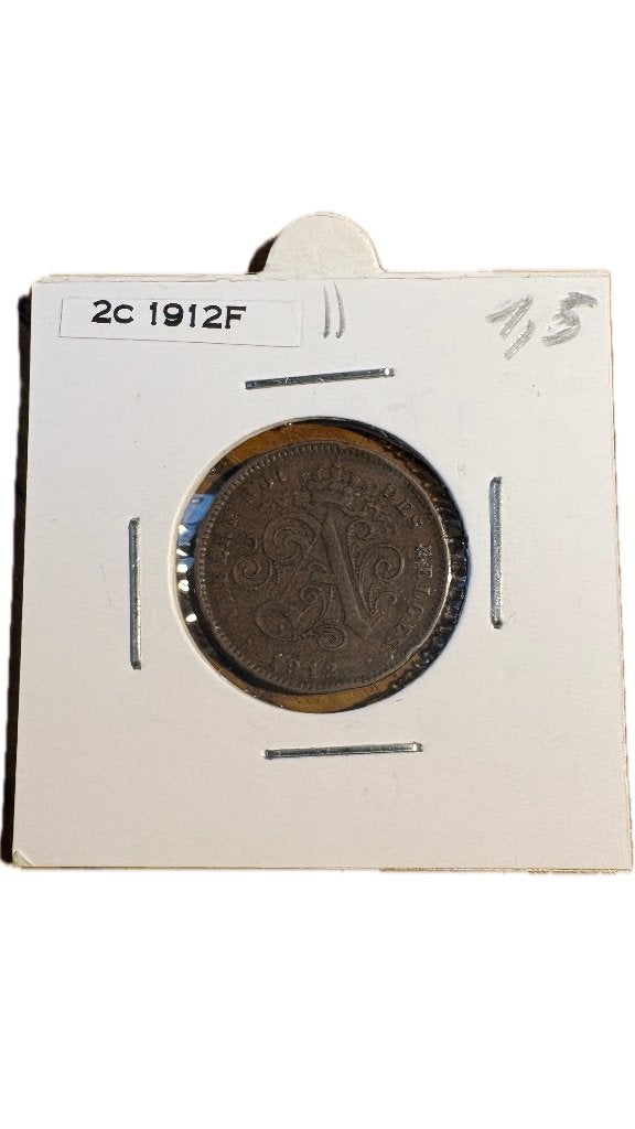 ALBERT I: 2 CENT 1912F (2), Postzegels en Munten, Munten | België, Ophalen of Verzenden