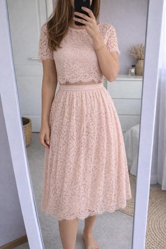 Lichtroze kanten jurk van Asos, Kleding | Dames, Jurken, Ophalen of Verzenden, Maat 36 (S)