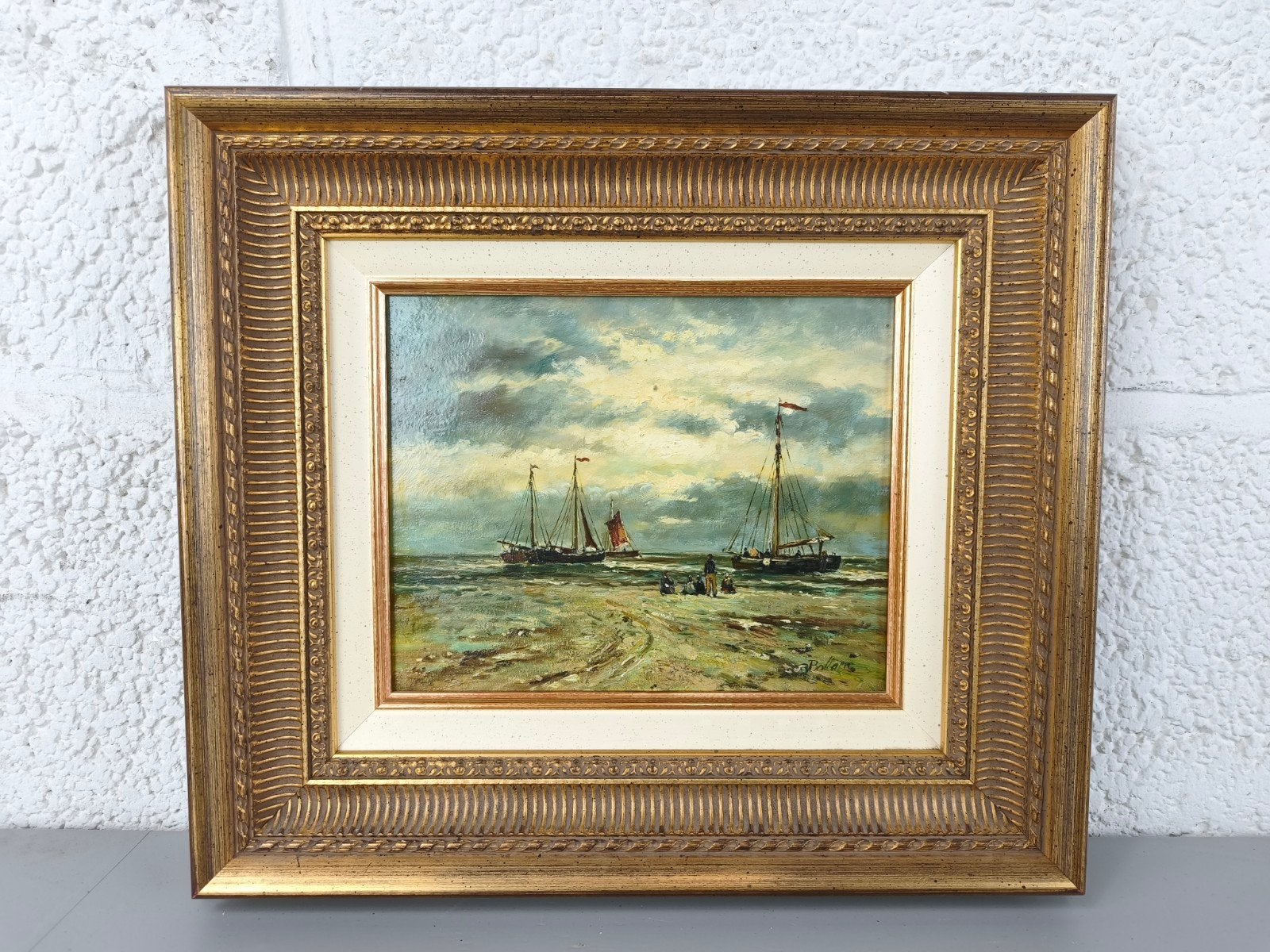 maritiem schilderijtje, Ophalen of Verzenden, Vintage, Gesigneerd