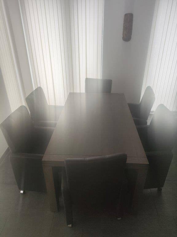 eettafel en 6x stoelen, Huis en Inrichting, Tafels | Eettafels, Ophalen, Eikenhout, Modern, rustig/eenvoudig uiterlijk, 50 tot 100 cm