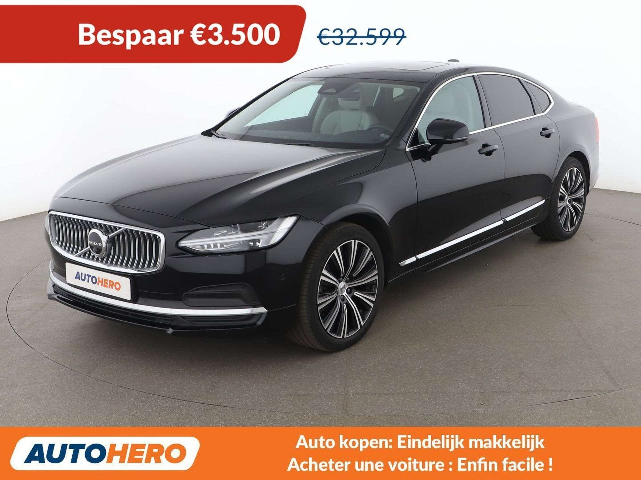 Volvo S90 2.0 B4 Mild-Hybrid Plus Bright (bj 2023), Auto's, Volvo, Gebruikt, 1969 cc, Zwart, Leder