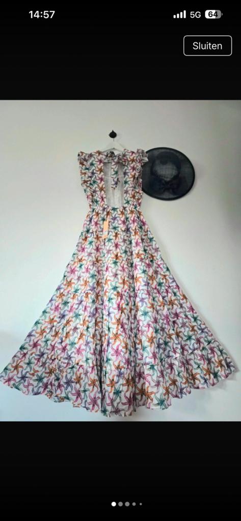 Scotch & Soda prinzed white long dress size 36, Overige typen, Nieuw, Ophalen of Verzenden, Roze