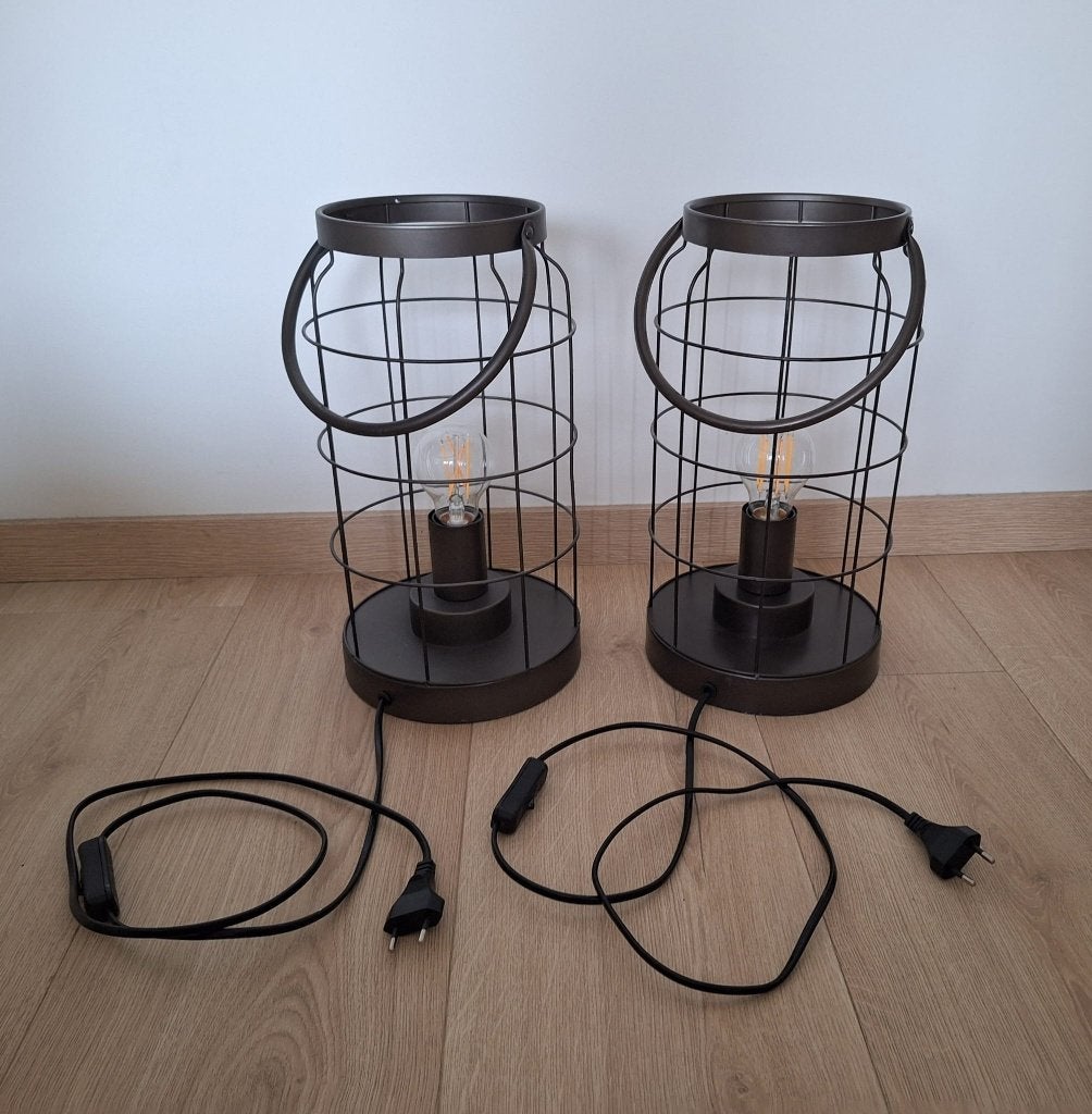 industriële tafellamp (2 stuks), Huis en Inrichting, Lampen | Tafellampen, Ophalen, 35 cm, E27 (groot), Zwart