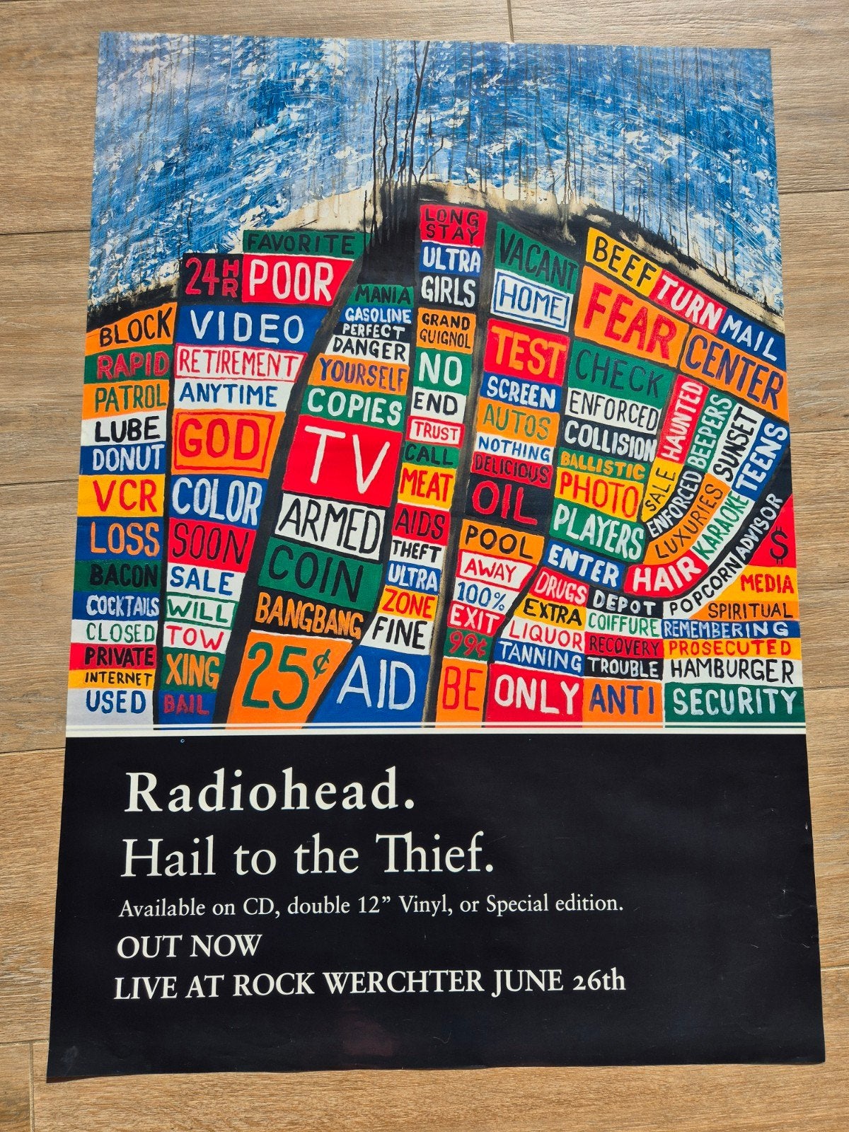 Poster Radiohead Hail to the Thief, Verzamelen, Ophalen of Verzenden, Zo goed als nieuw, Muziek