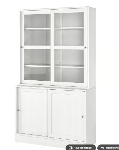 Vitrine IKEA HAVSTA blanc, 25 à 50 cm, 200 cm ou plus, Comme neuf, Enlèvement