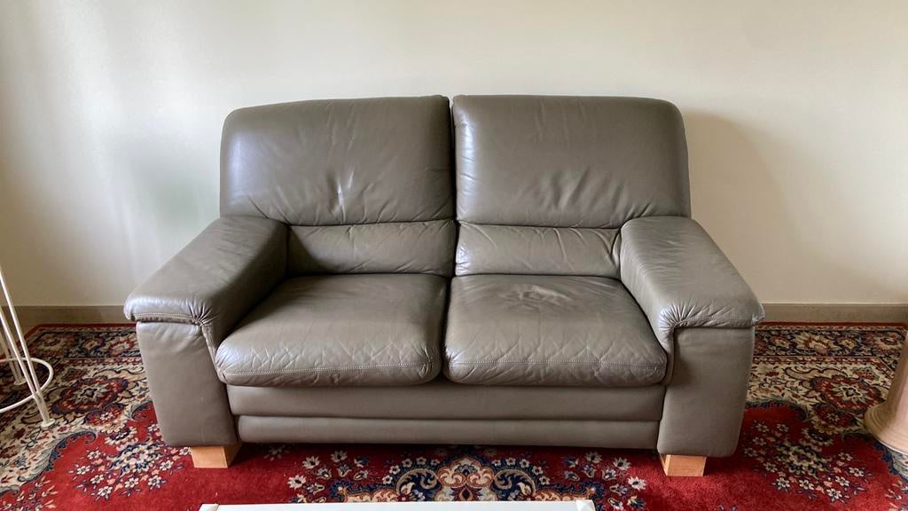 2-zit leder, Ophalen, 150 tot 200 cm, Tweepersoons, Zo goed als nieuw