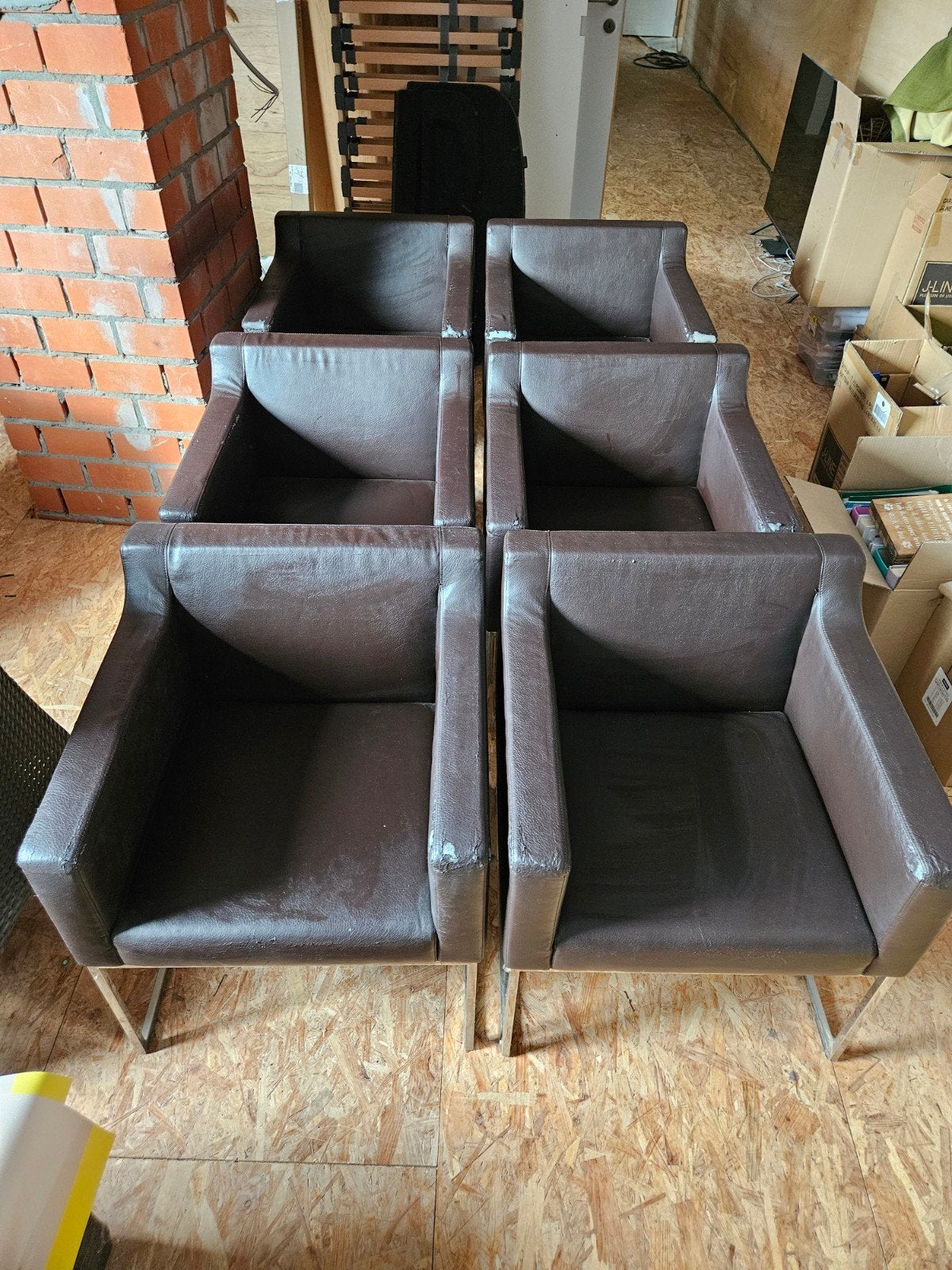 6 stoelen T&T Design – kalfsleder + 6 op maat gemaakte hoeze, Enlèvement, Utilisé, Klassiek, landelijk, retro uitstraling