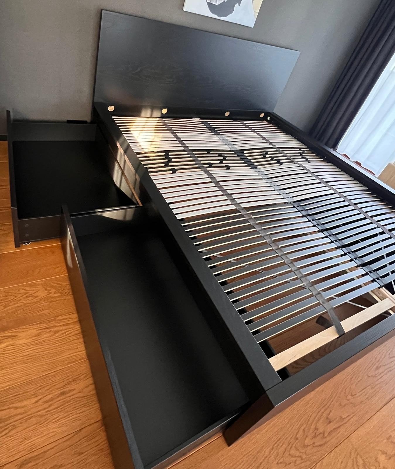 Lit Malm extra large 180 cm avec tiroirs ., Maison & Meubles, Enlèvement, 180 cm
