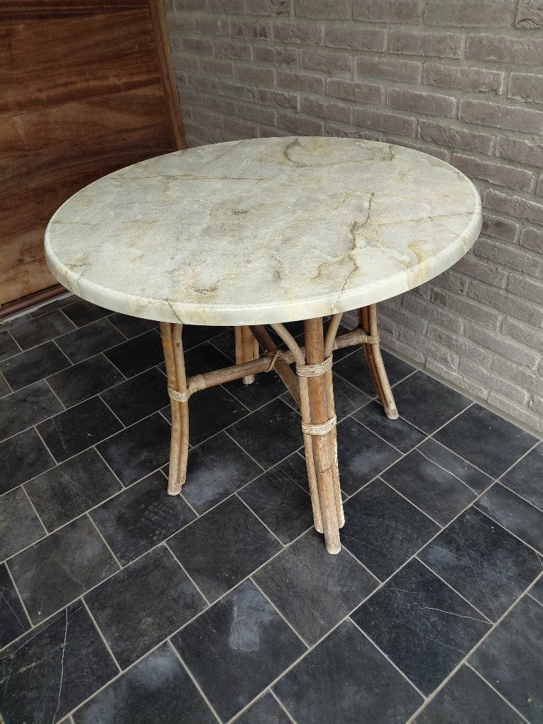 Vintage tafelje rond 80 cm, Ophalen, Overige materialen, Gebruikt, 50 tot 100 cm