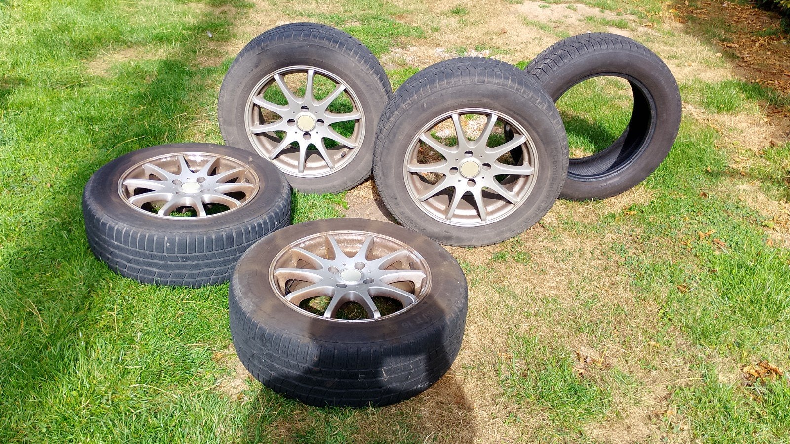 4 Jantes alu avec pneus hiver Continental contact 215 60 R16, Enlèvement, Citroën