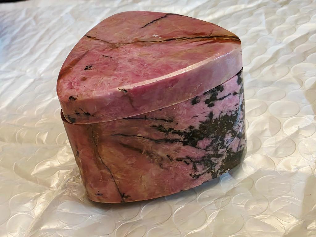 Juweeldoosje van natuurlijke steen-rodoniet jaren 1980, Handtassen en Accessoires, Edelstenen, Ophalen of Verzenden, Nieuw