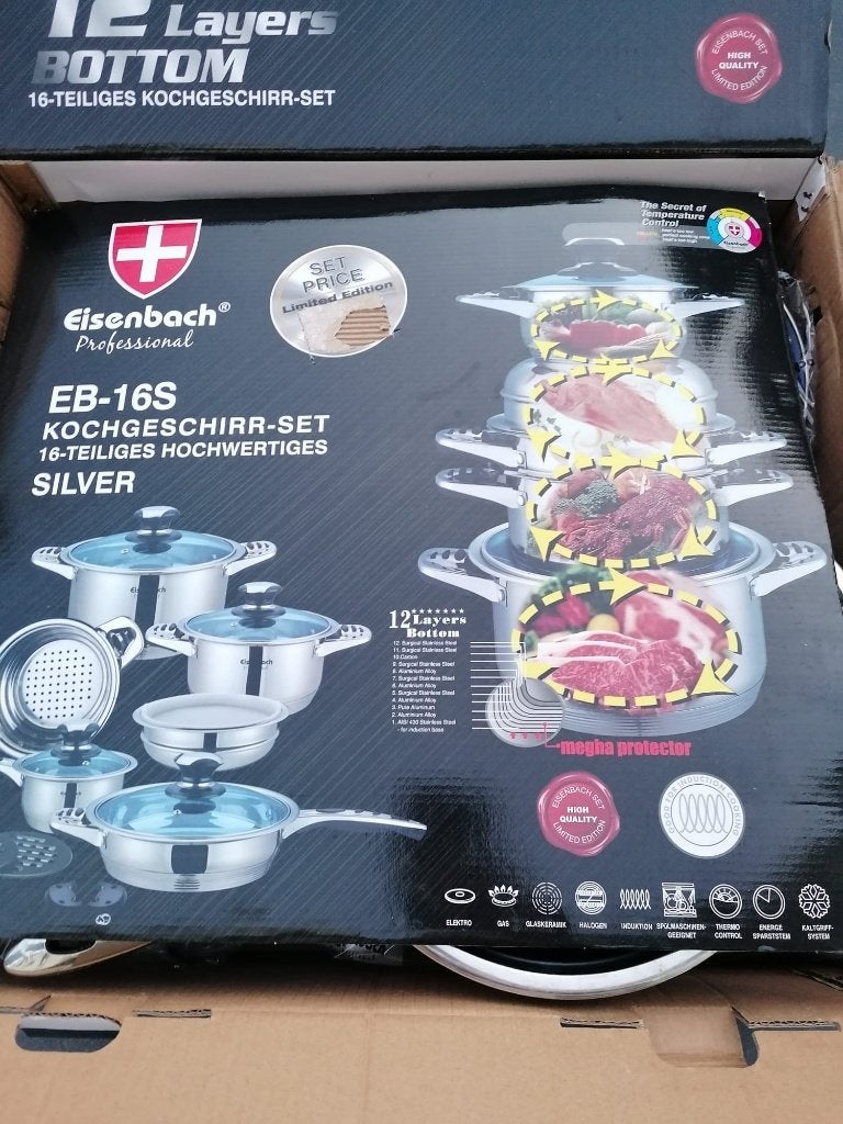 Set de cuisine Eisenbach 16 pièces, Maison & Meubles, Cuisine | Casseroles & Poêles, Neuf, Enlèvement, Autres matériaux, Compatible lave-vaisselle