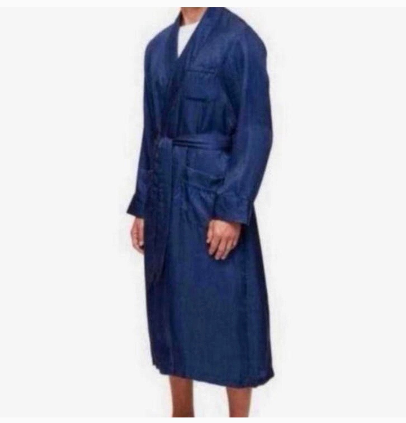 Peignoir Derek Rose, robe de chambre en satin soie Woburn, Enlèvement ou Envoi, Bleu, Peignoir