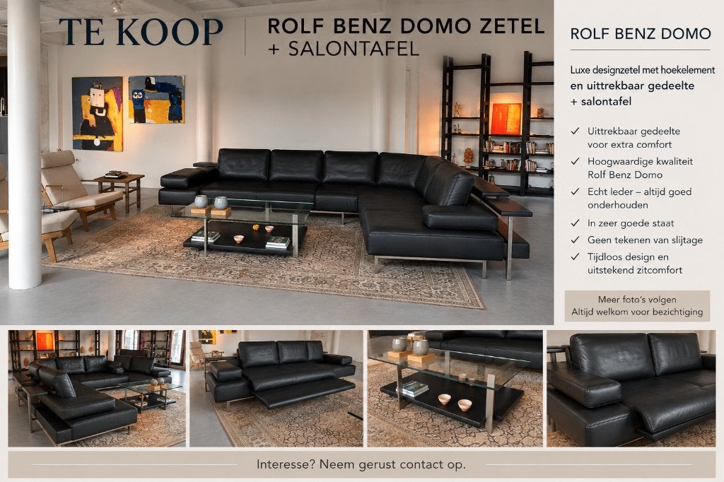 Hoekzetel Rolf Benz leder, Huis en Inrichting, Zetels | Zetels en Chaises Longues, Ophalen, Zo goed als nieuw, Vierpersoons of meer