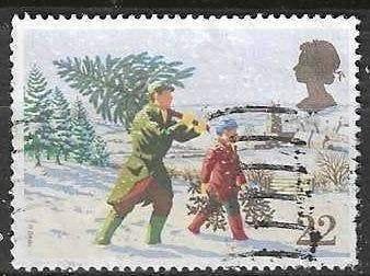Grande-Bretagne 1990 - Yvert 1495 - Timbres de Noël. (1ER), Envoi, Affranchi