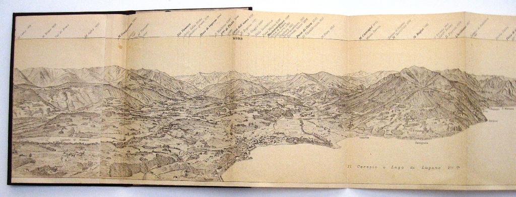 Panorama del Salvatore 1890 Leporello Meer van Lugano, Ophalen of Verzenden
