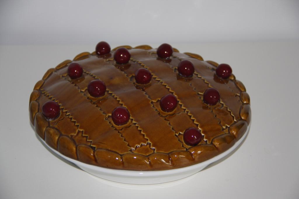 Vintage taartschotel met kersentaart deksel, Ophalen of Verzenden
