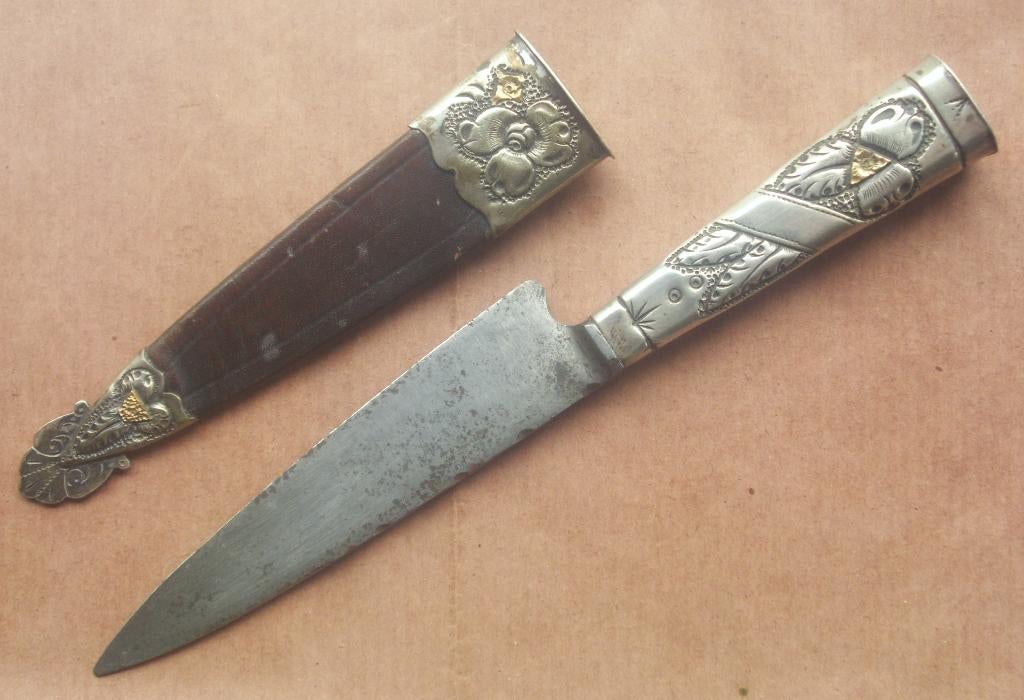 Argentine : couteau de gaucho argent & incrustations or 18 K, Verzenden, Overige soorten, Mes of Dolk