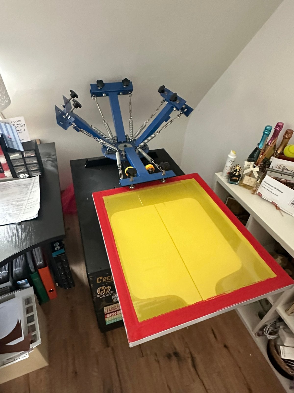 Totaalpakket textiel zeefdruk, Hobby en Vrije tijd, Borduren en Borduurmachines, Ophalen, Zo goed als nieuw