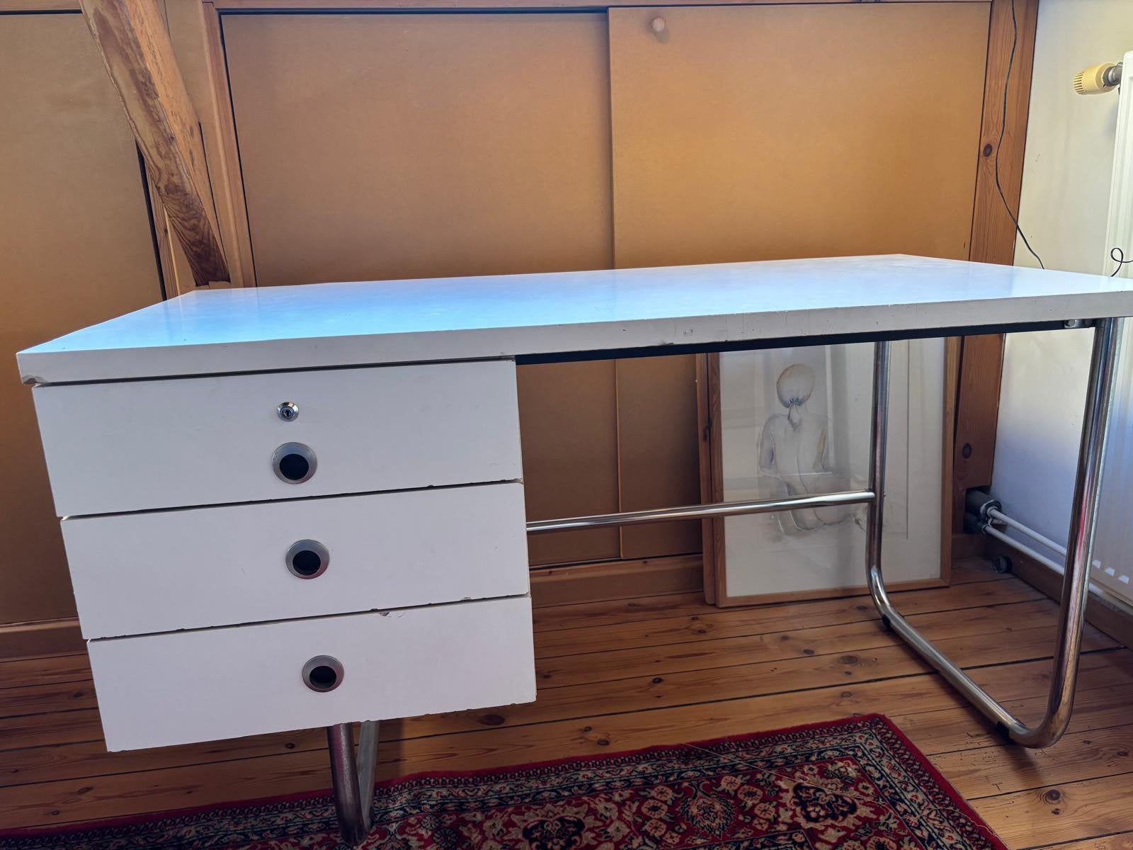 Bureau, Ophalen, Opbergruimte, Gebruikt, Wit