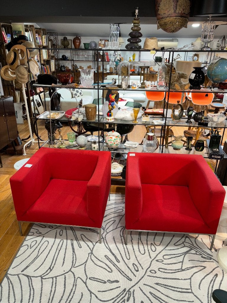 2 Fauteuils tissu rouge design Parri Marco, Ophalen of Verzenden, ., ., .