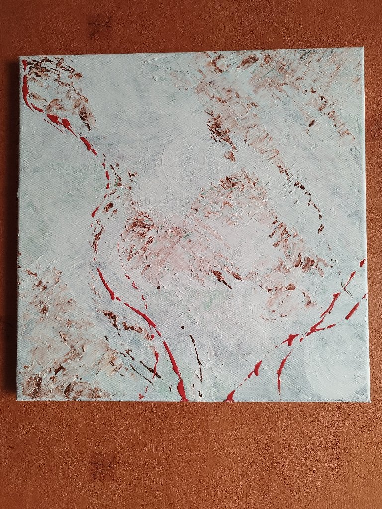 Modern abstract schilderij 40 x 40 cm, Antiek en Kunst, Ophalen