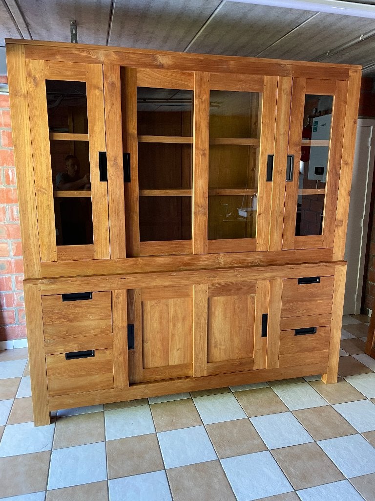 Teak vitrinekast, Huis en Inrichting, Ophalen of Verzenden, Zo goed als nieuw, Teakhout
