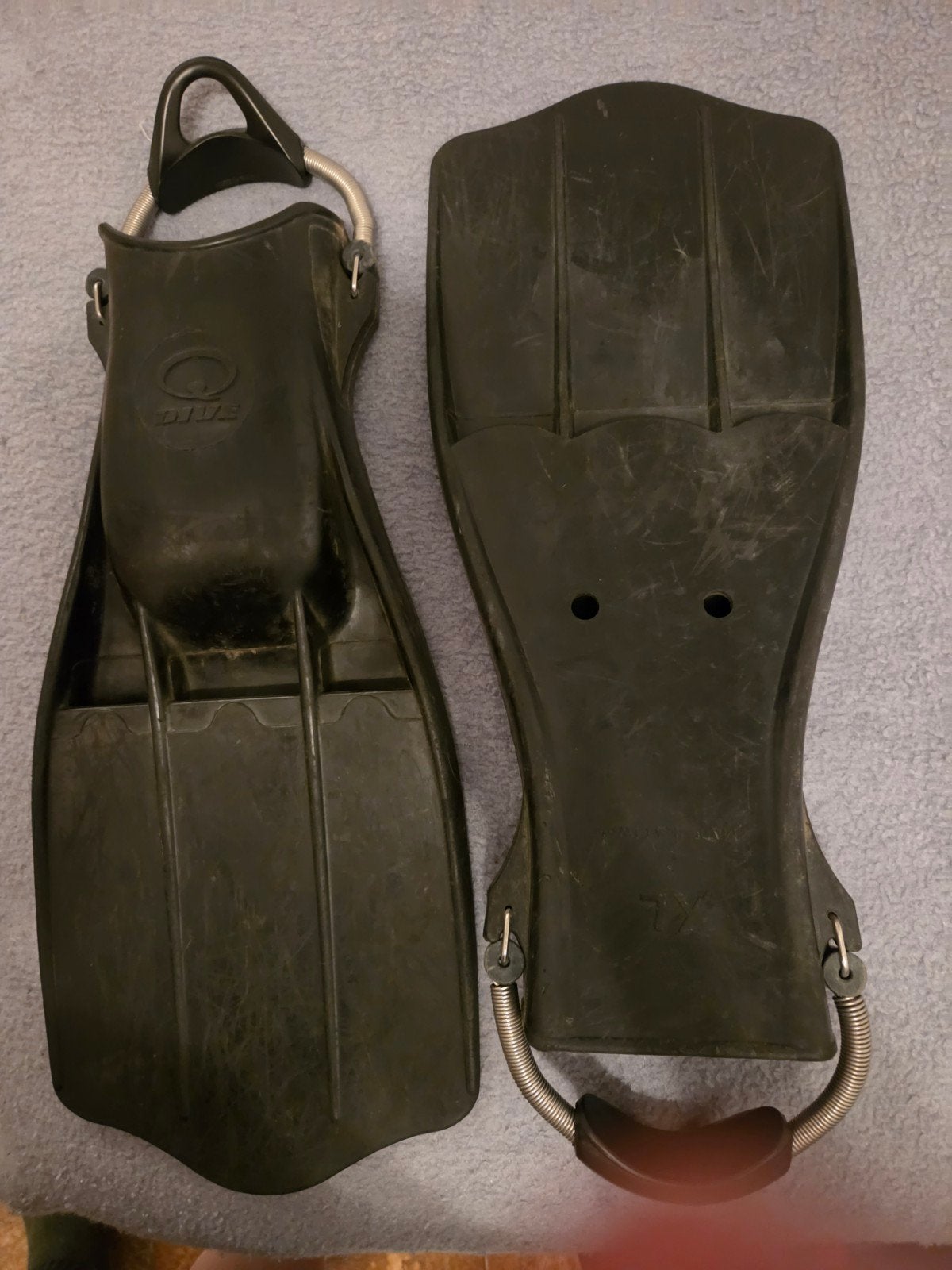 palmes de plongée techniques XL lourdes avec sangles à resso, Sports nautiques & Bateaux, Enlèvement ou Envoi, Utilisé, Palmes de natation ou de plongée
