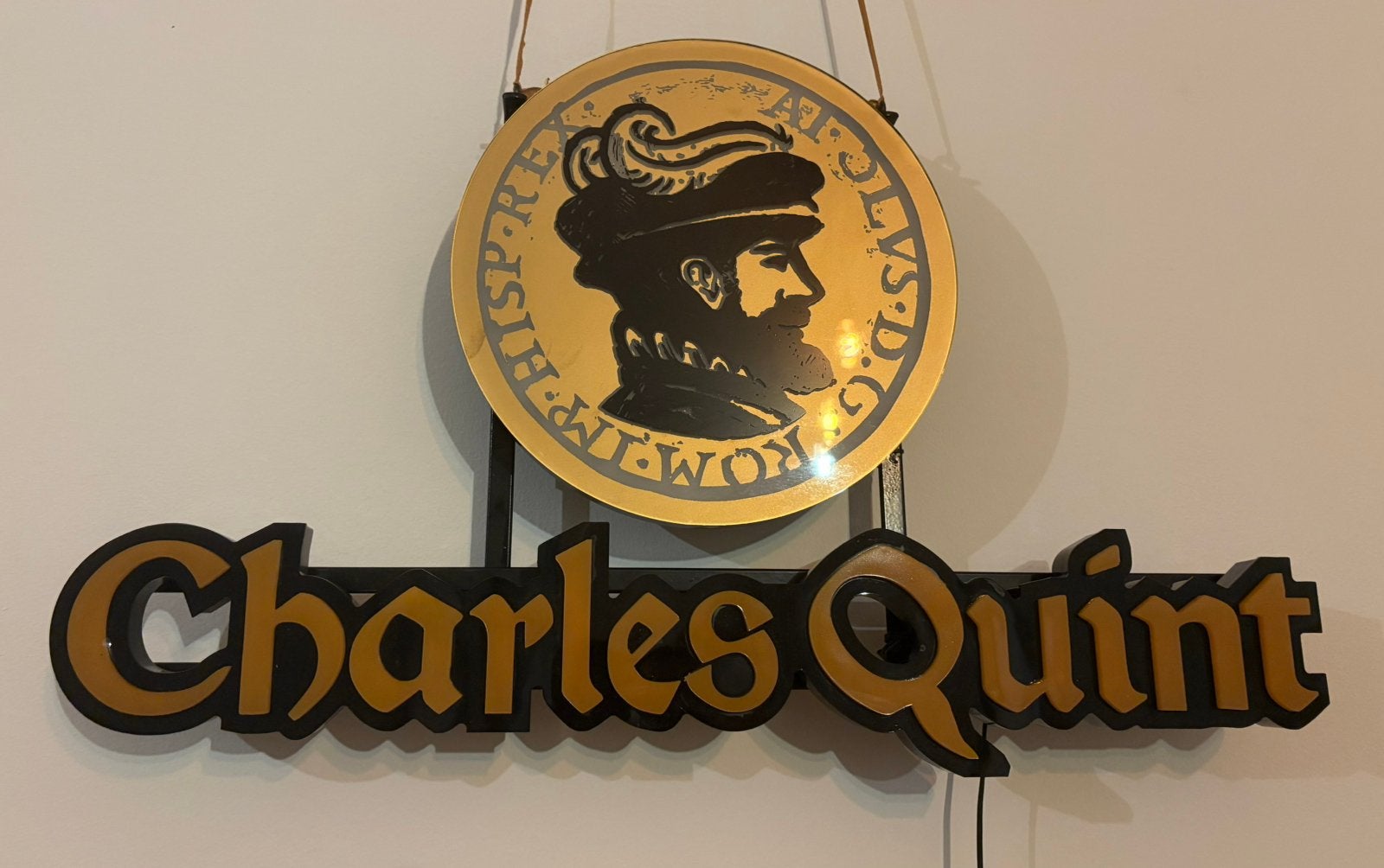 Enseigne lumineuse LED Charles Quint / Déco Bar - Man Cave, Enlèvement, Comme neuf