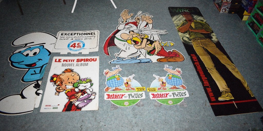 liquidation lot 6 plv carton BD bande dessinée, Enlèvement, Schtroumpfs, Utilisé