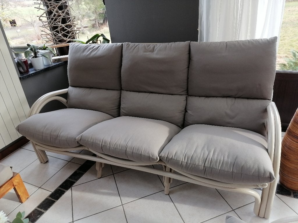 Salon en bambou +table de salon, Enlèvement, Comme neuf, Osier ou Rotin