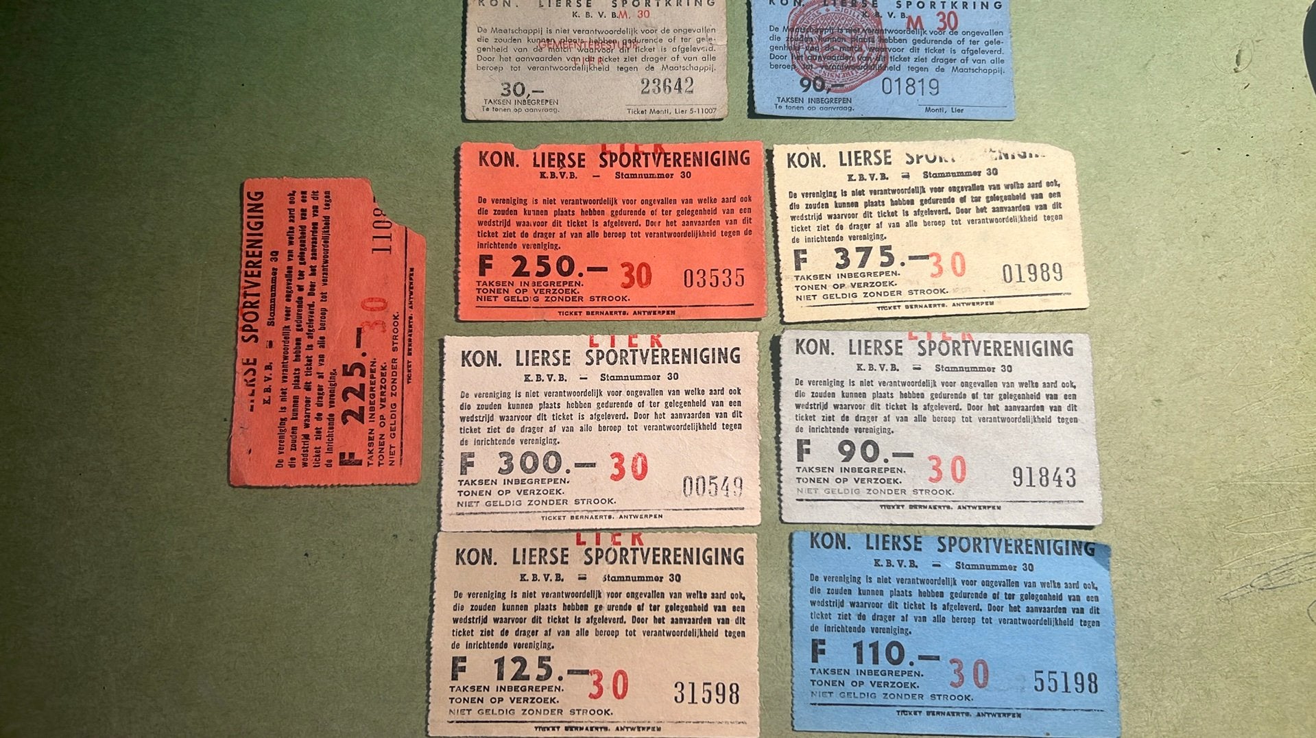 9 oude tickets voor SK Lierse uit de jaren 60/70, Verzenden, Gebruikt, Overige typen