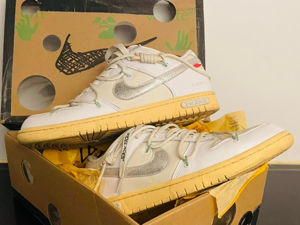 Te koop Nike Dunk Low Off-White lot 1 nr 50 maat 44, Kleding | Heren, Schoenen, Ophalen, Zo goed als nieuw, Sneakers