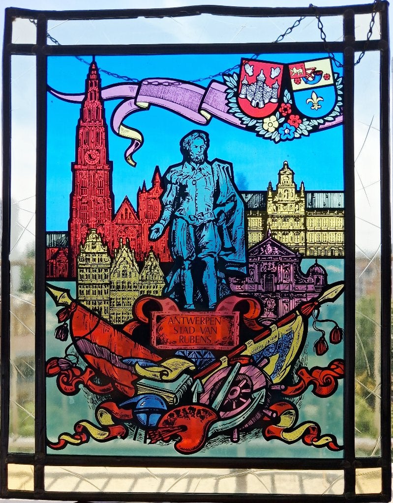 Glas-in-lood raamdecoratie, Antiek en Kunst, Ophalen of Verzenden