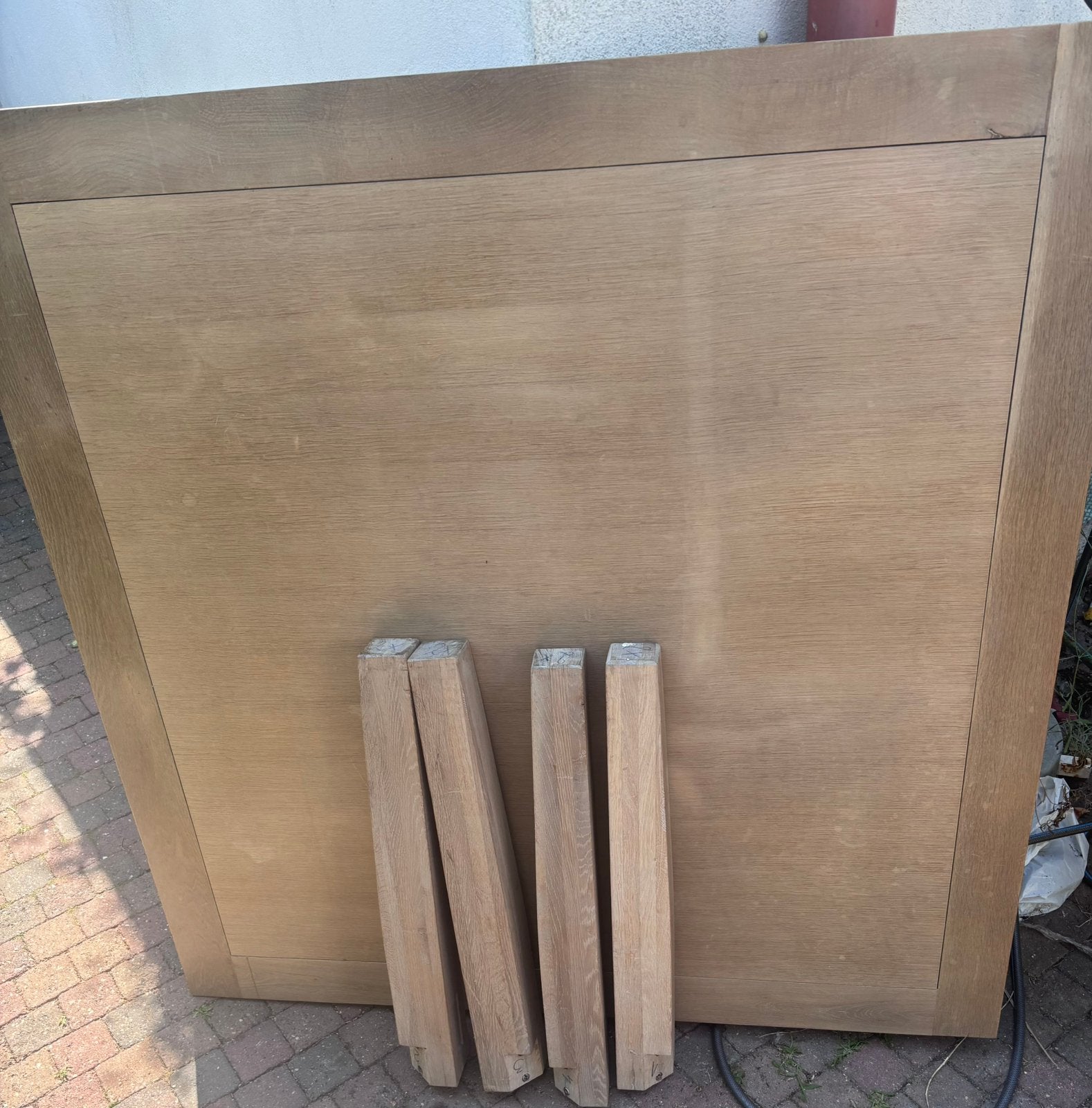 Vierkante, Massieve, witte eiken tuintafel, 150 à 200 cm, Enlèvement ou Envoi, 150 à 200 cm, Carré