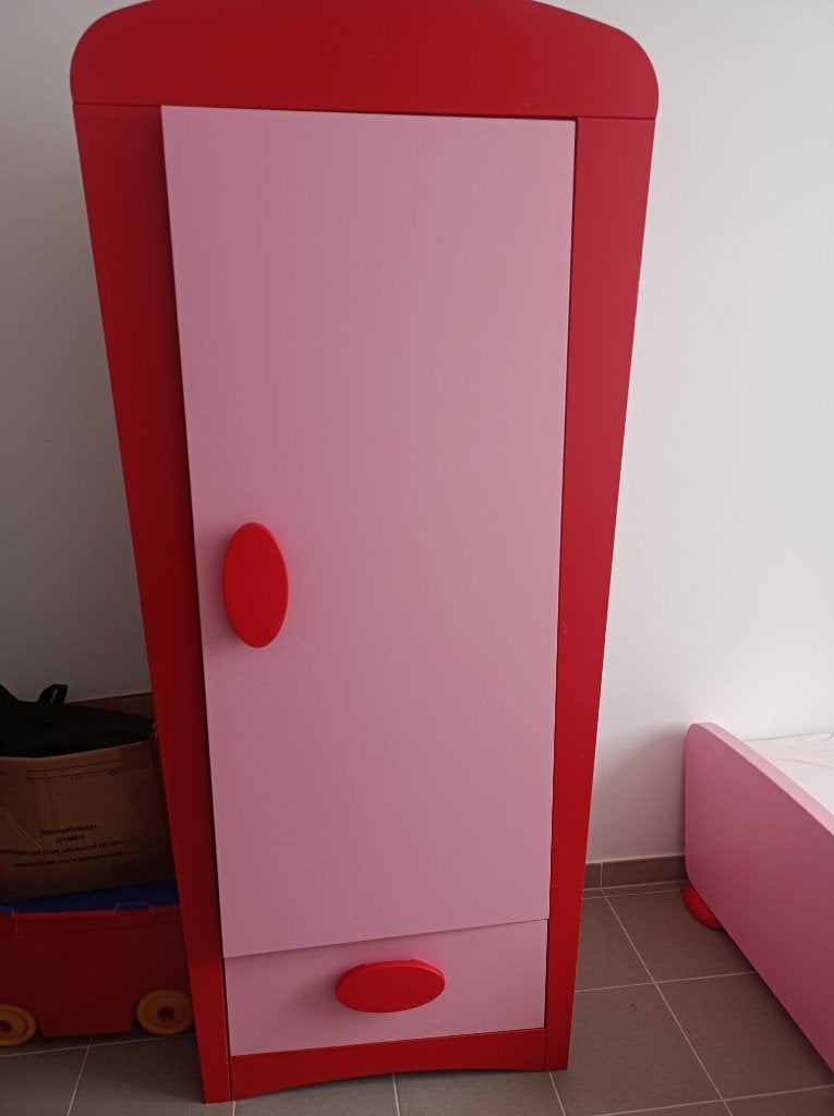 kinderkamer voor meisje – bed en kledingkast, Enlèvement, Comme neuf, Sommier à lattes