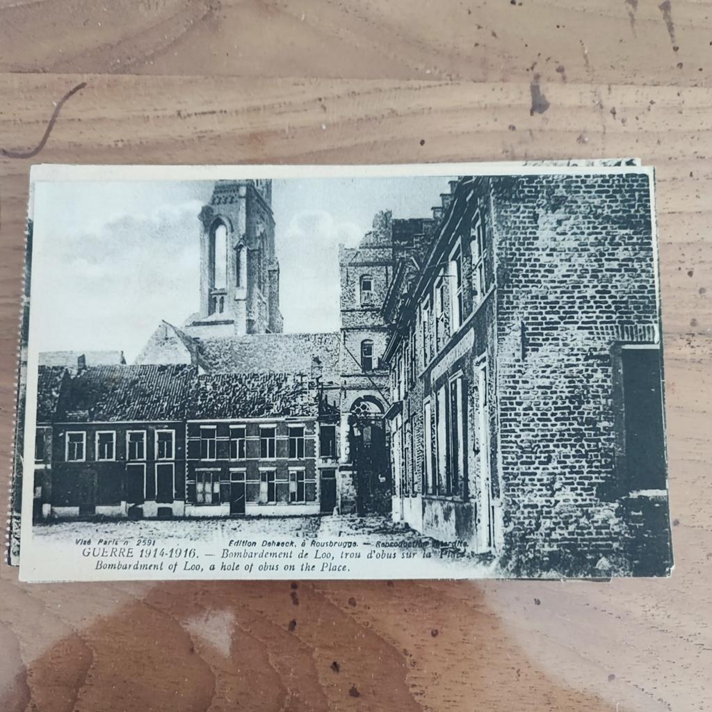 Bombardement de Loo trou d obus sur le place, Verzamelen, Ophalen of Verzenden