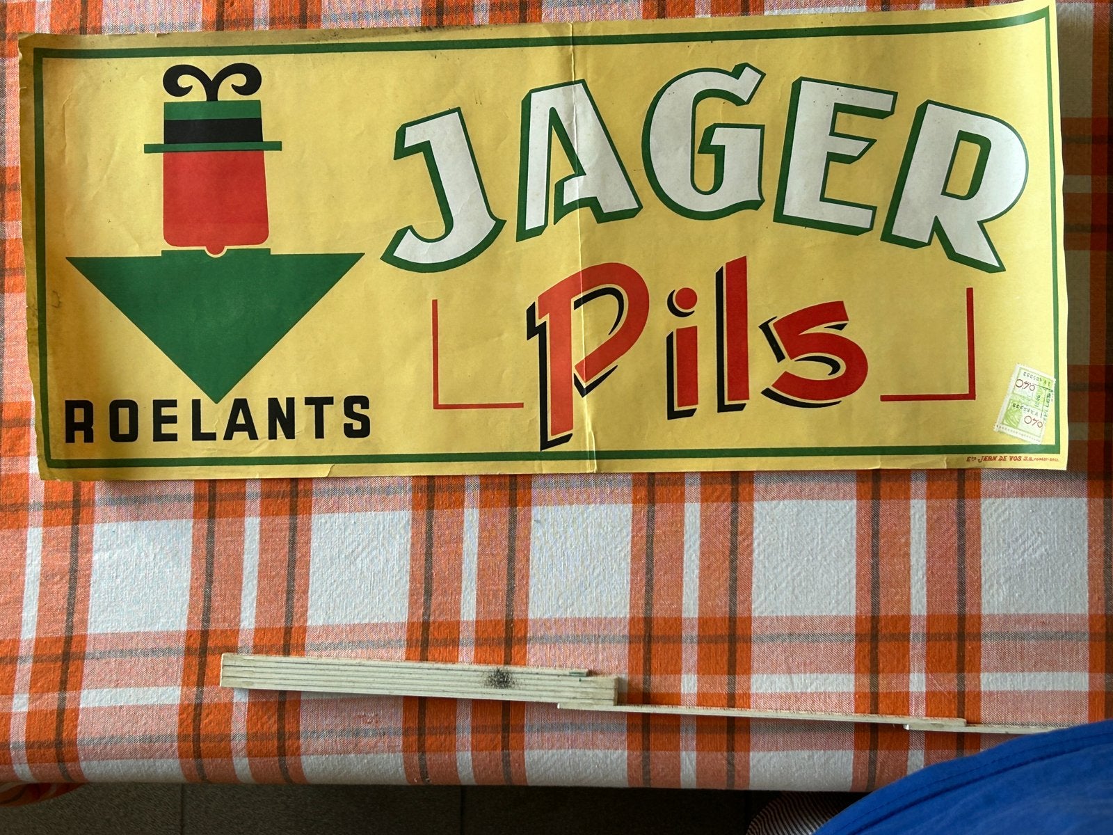Affiche de la brasserie Roelants jager pils, Collections, Enlèvement ou Envoi, Comme neuf