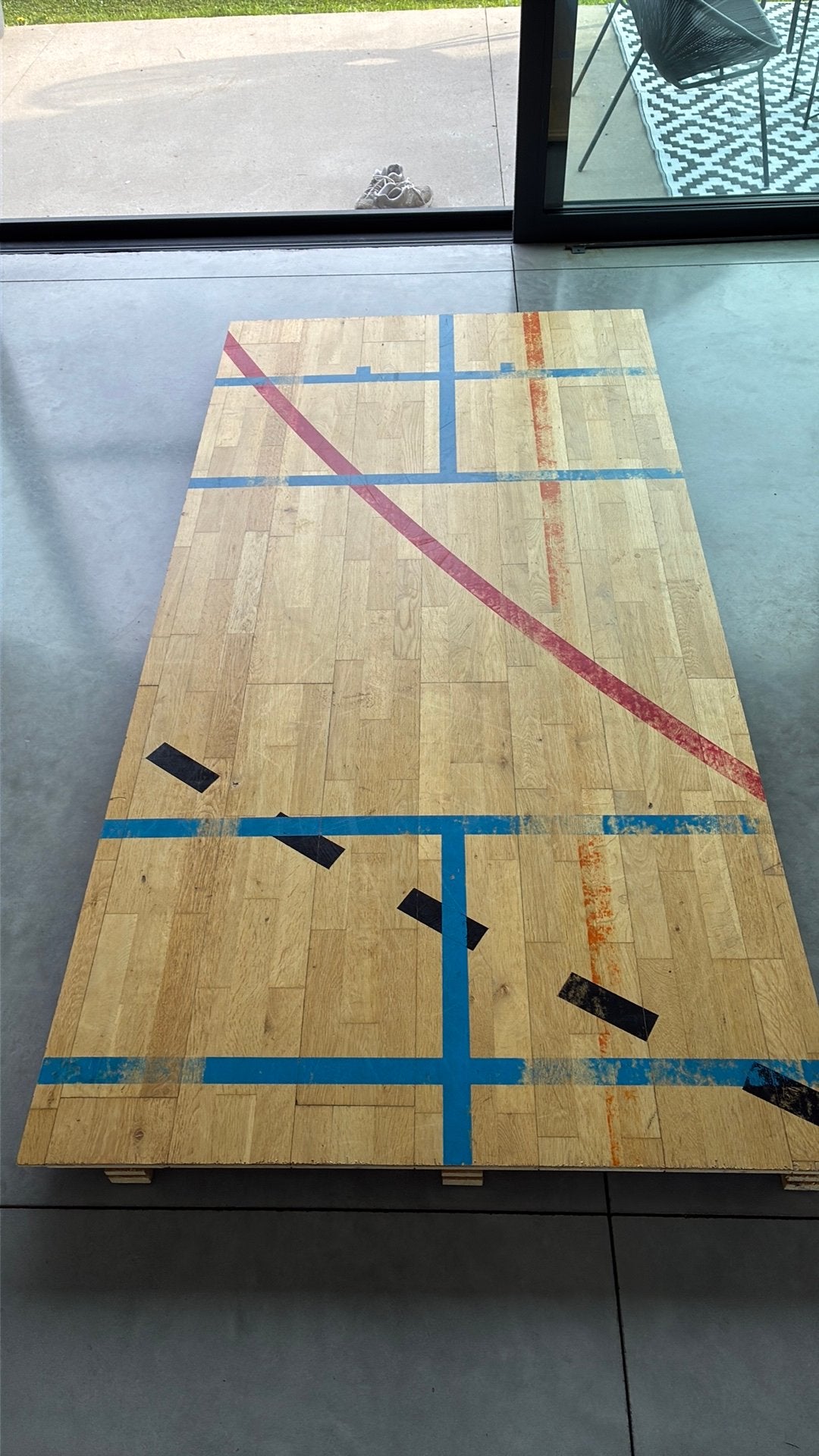 Gymnasium turnzaal sporthal vloer, Doe-het-zelf en Bouw, Ophalen, Gebruikt, Eiken, 200 tot 250 cm